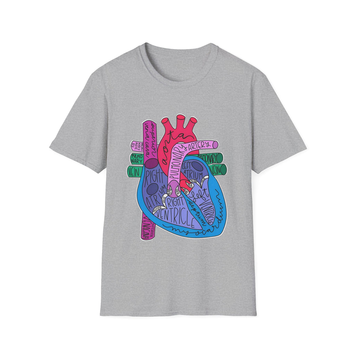 FRONT ONLY Labeled Heart Shirt