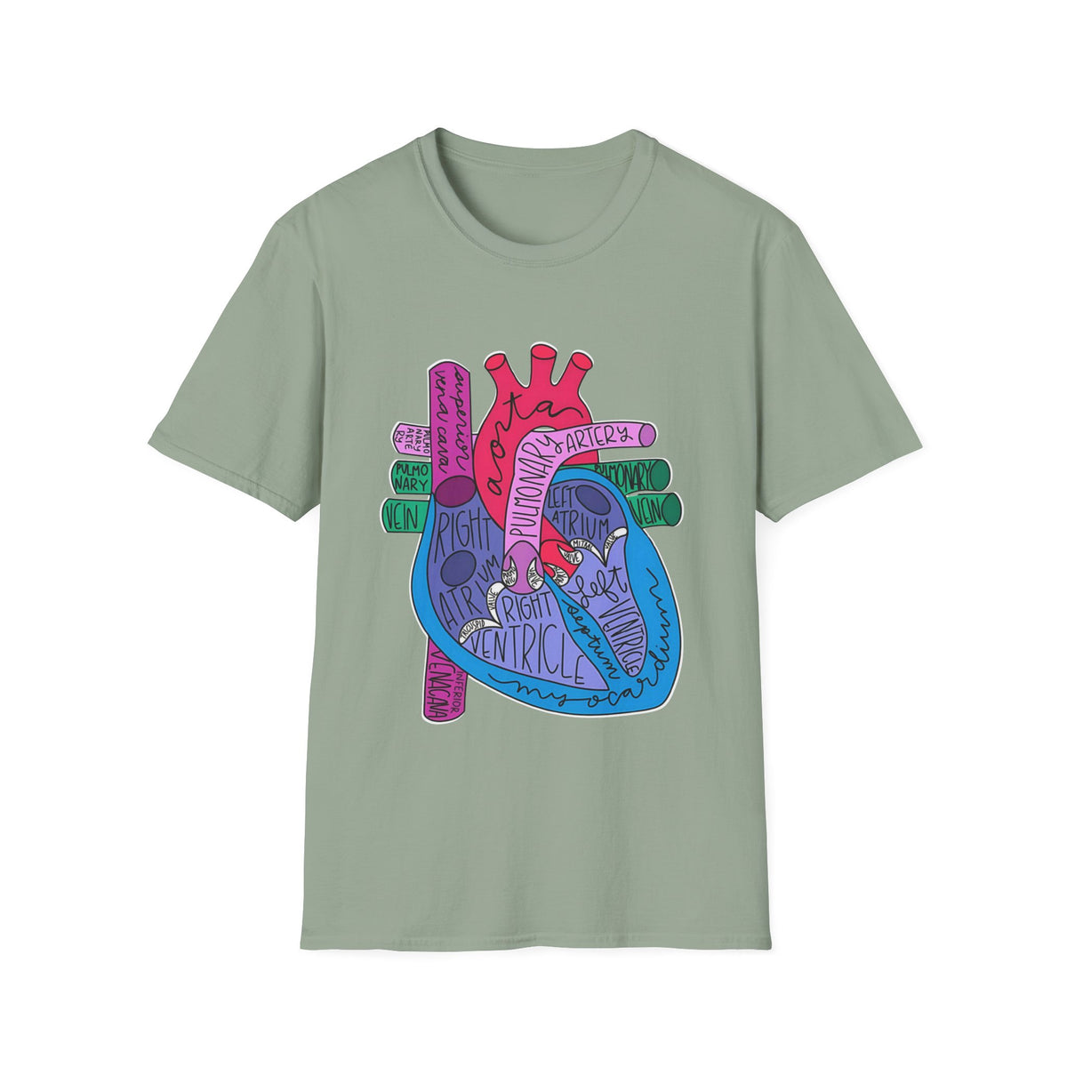 FRONT ONLY Labeled Heart Shirt