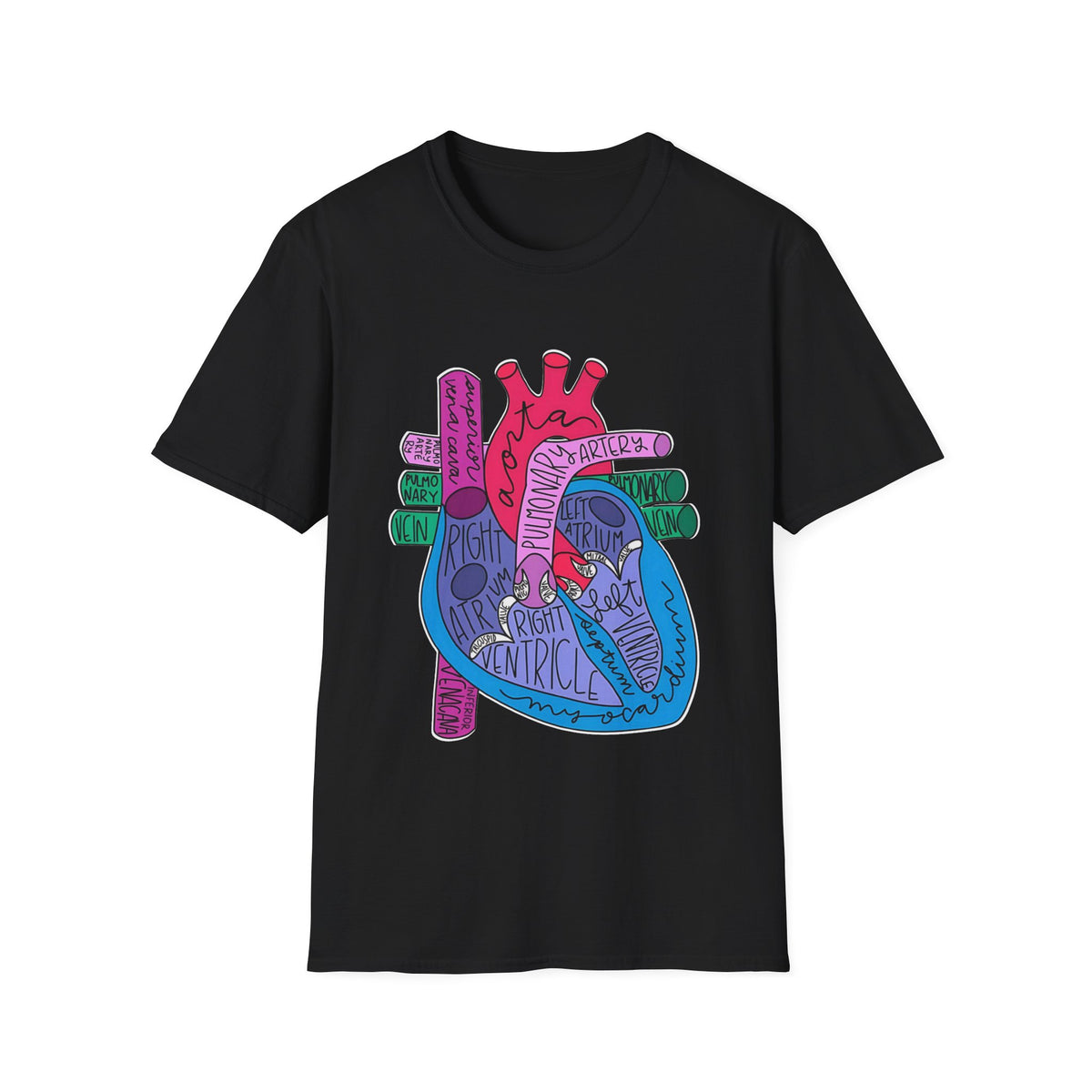 FRONT ONLY Labeled Heart Shirt